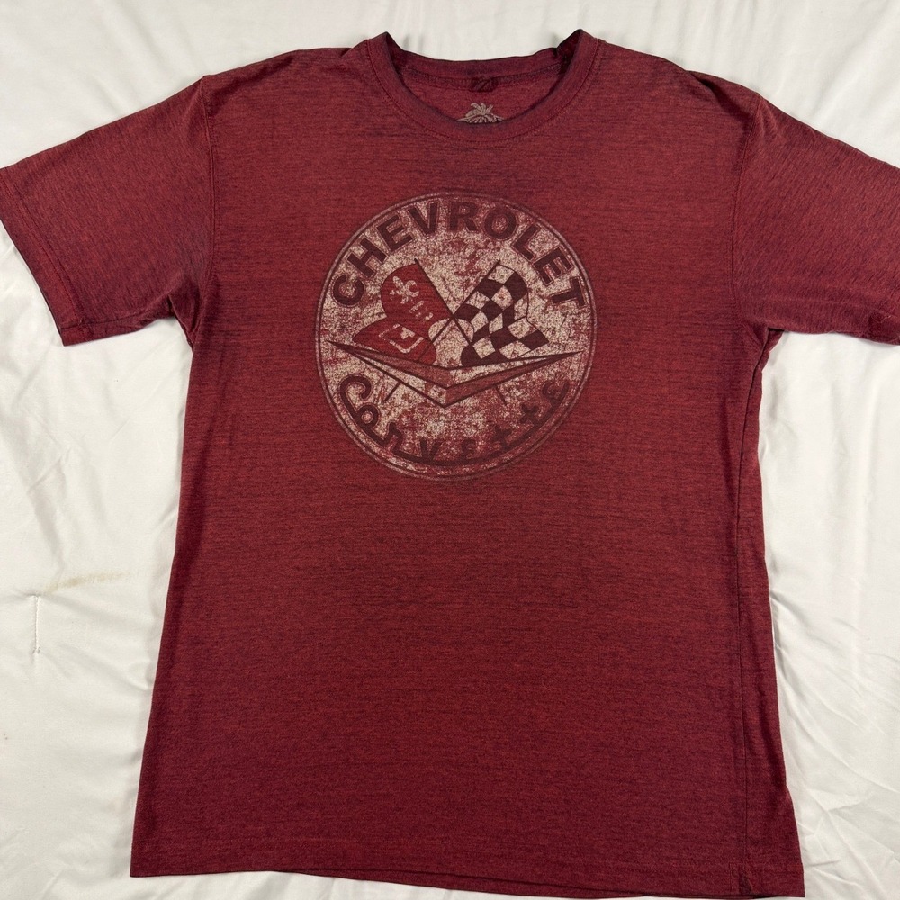 Chevrolet Corvette Graphic Tee Medium Burgundy Heather Red Muscle Car Chevy